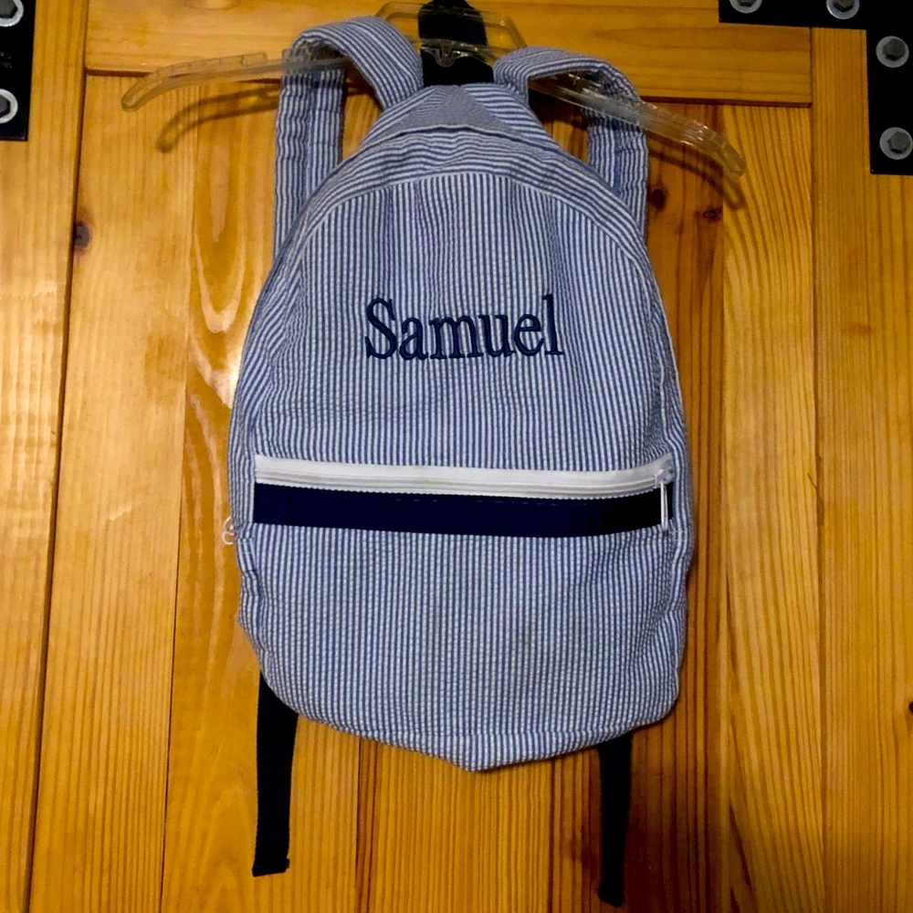 Seersucker Monogrammed Backpack 🎒